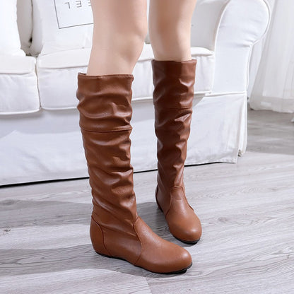 Flat Shoes Spring Autumn Women High Boots Long Western Cowboy Boots Women Footwear Large size 35-43 2024 Mid-Calf Boots Women