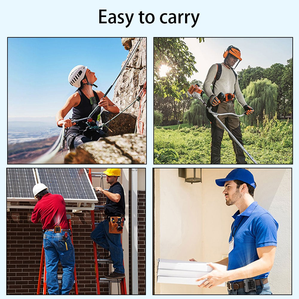 10000mAh Waist Fan Portable Handheld Hanging Neck Fan Ultra-Strong Wind with Phone Charging LED Light for Outdoor Working