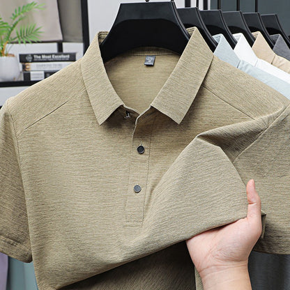 Summer business breathable short sleeved polo shirt with collar top, 2025 new item solid color collar short sleeved shirt