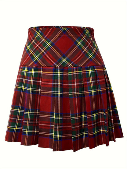 Fairyshely Sexy Red Plaid Pleated Mini Skirt Women 2025 Summer High Waist Club Short Skirt Y2k School Girl A Line Tennis Skirt