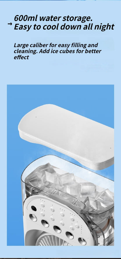 Multi-Function Mist Fan with Oscillating Air Conditioner, Aromatherapy, Colorful Lights & Timer for Home Office Use