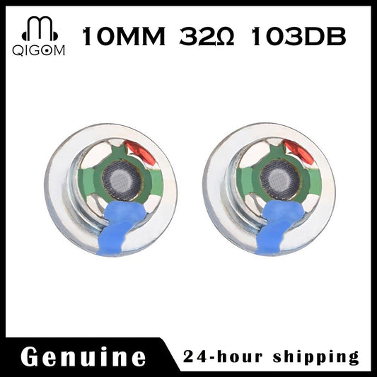 QIGOM Earphone Driver Units 1032-06T 1 Pair, 10MM 32? 103dB, Heavy Bass, Titanium Film, DIY Assembly Parts Headset Unit