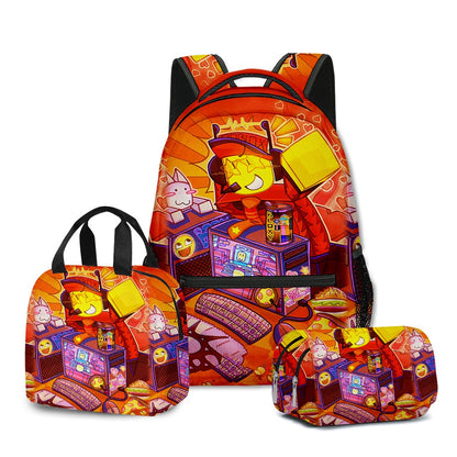 Desenho Animado Popular Engraçado Gubby Pelúcia Impressão 3D 3 Peças/Conjunto Bolsas Escolares para Estudantes Mochila para Laptop Lancheira Portátil Estojo de Lápis