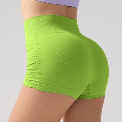 Women High Waist Fitness Shorts Gym Hip Lifting Yoga Sports Tight Running Shorts Exercise Three Folded Yoga Shorts