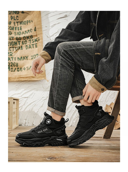 New Men's Casual Outdoor Construction Site Work Durable Safety Shoes, Black for Outdoor Mountain Climbing and Hiking Sports