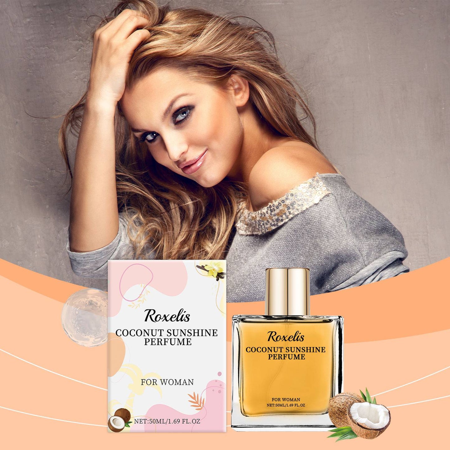 Roxelis Light Vanilla Coconut Perfume Fresh Light Fragrance Lasting Elegant Charming Women Fragrance Convenient Fresh Perfume