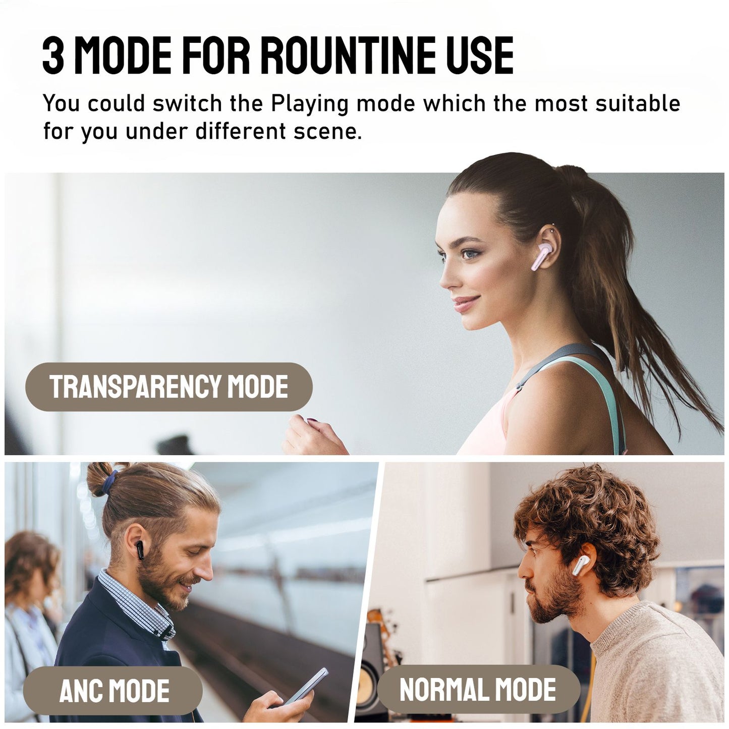 Monster AuraFit XT02 ANC Bluetooth Earphone -32dB Active Noise Canceling Earbuds Hi-fi Stereo Wireless Bluetooth 5.4 Headphone