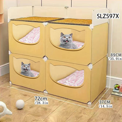 Gaiola para Gatos, Ninho de Gatos, Casa Integrada, Universal para Quatro Estações, Ninho de Gatos, Pequena Vila, Multiandares