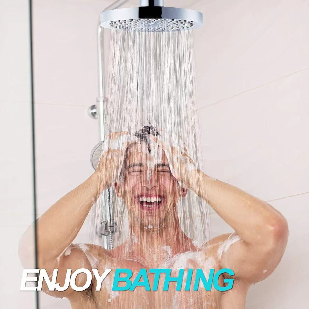 6 Inch Round Booster Shower Set Fully Electroplated Shower Head Home Set Bathroom Extension Shower Rod Set For Bathroom