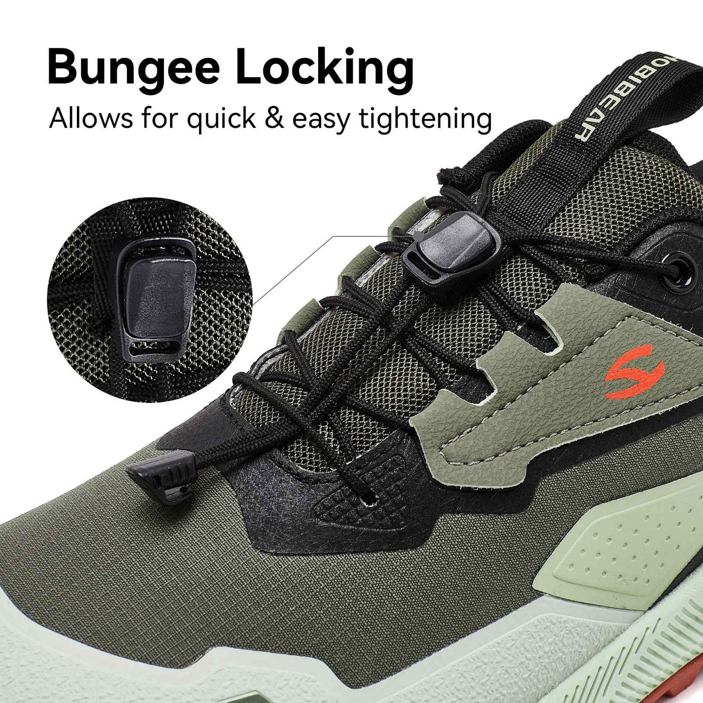 HOBIBEAR Unisex Running Shoes Elastic Band Hiking Sneakers Lightweight Breathable Casual Shoes