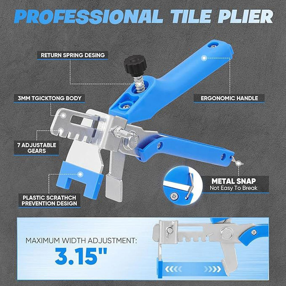 Clipes Niveladores de Azulejo para Parede e Piso, Nivelador de Cerâmica, Espaçador, Alicate, Kit de Cunha para Colocação de Azulejos, Ferramentas de Construção