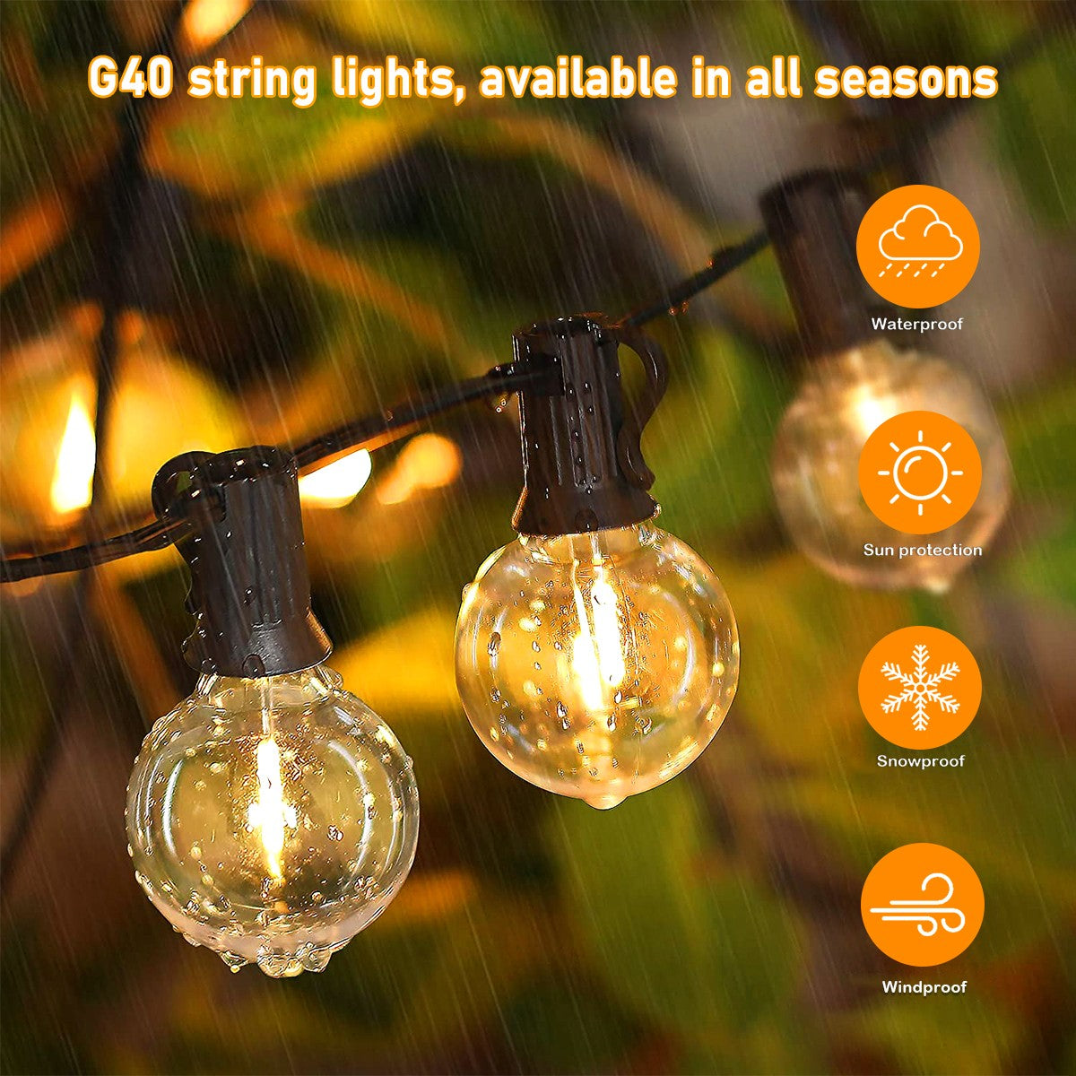 Solar String Lights Outdoor with Remote LED Shatterproof Bulbs Dimmable G40 Solar String Lights for Outside Backyard Party Decor