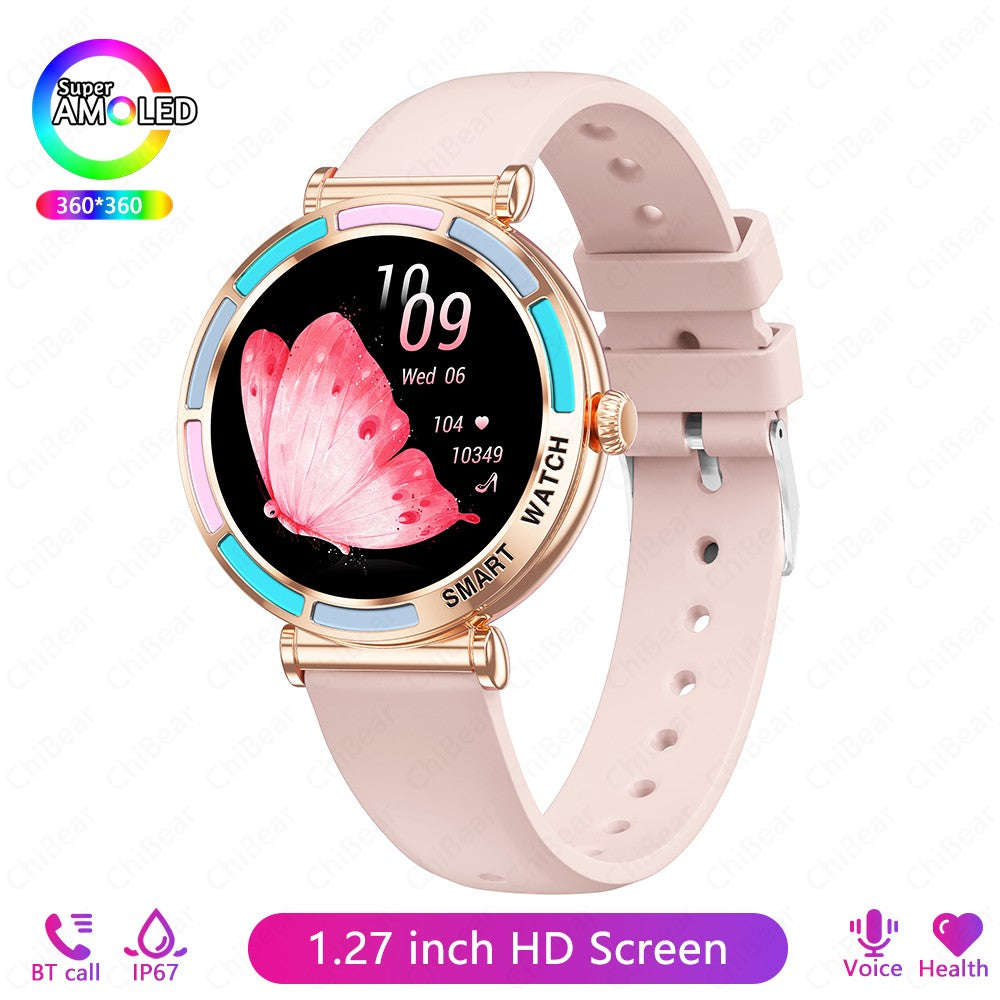 2025 Novo Smartwatch Feminino da Moda Tela HD 360*360 Pulseira Esportiva Mostrador Personalizado Frequência Cardíaca Chamada de Voz Smartwatch Para Android iOS