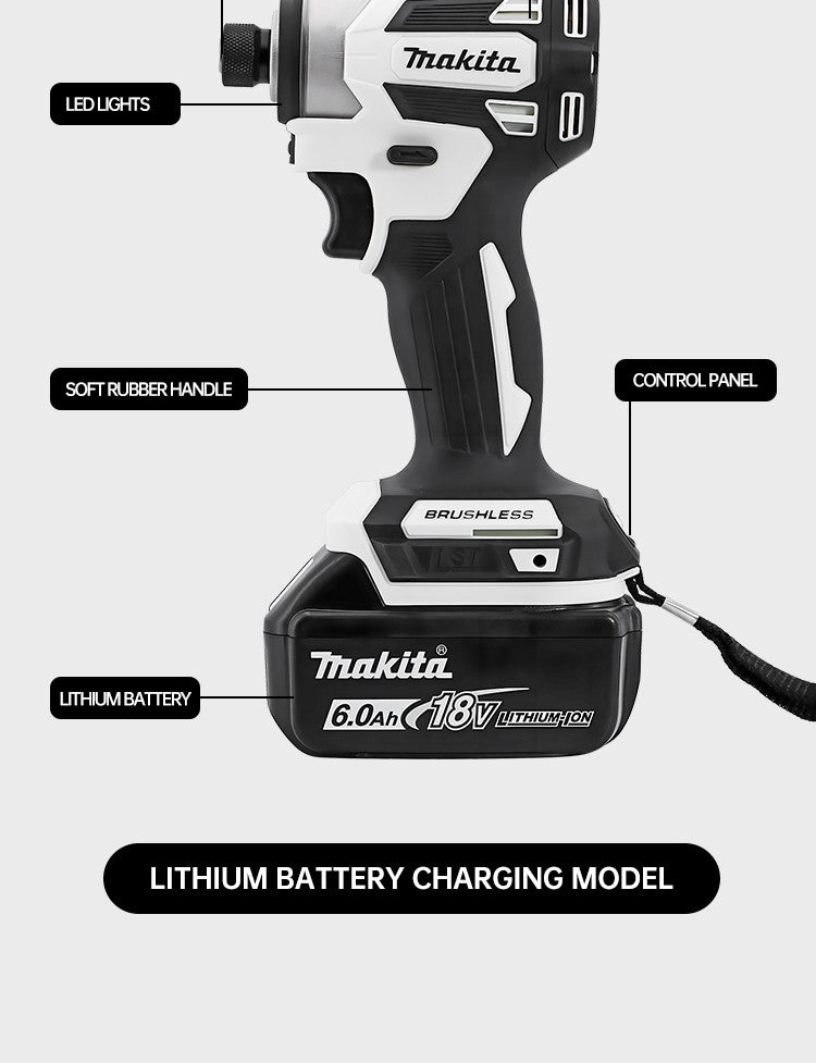 Parafusadeira de impacto Makita DTD173 18V sem escova, branca, para melhorias domésticas e projetos de bricolagem, 180 Nm, modo elétrico de madeira/parafuso/T