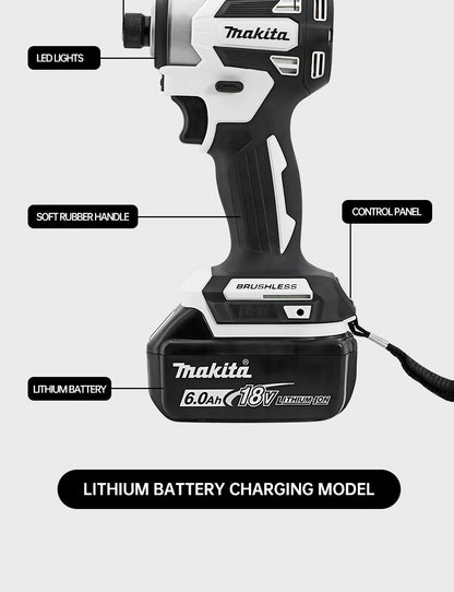 Parafusadeira de impacto Makita DTD173 18V sem escova, branca, para melhorias domésticas e projetos de bricolagem, 180 Nm, modo elétrico de madeira/parafuso/T