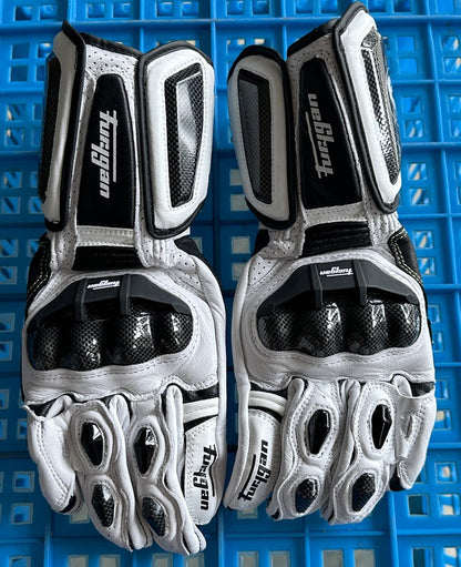 Luvas de Couro Genuíno para Motociclistas Masculinas Luvas de Motocross Corta-vento para Pilotagem ao Ar Livre Equipamento de Proteção para Motociclismo com Tela Sensível ao Toque