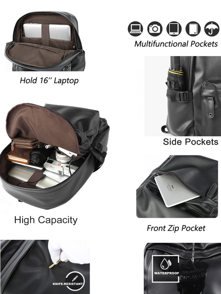 Men Leather Laptop Backpack Large Antitheft Travel Backpack High Quality Fashion Knapsack Bags for Male