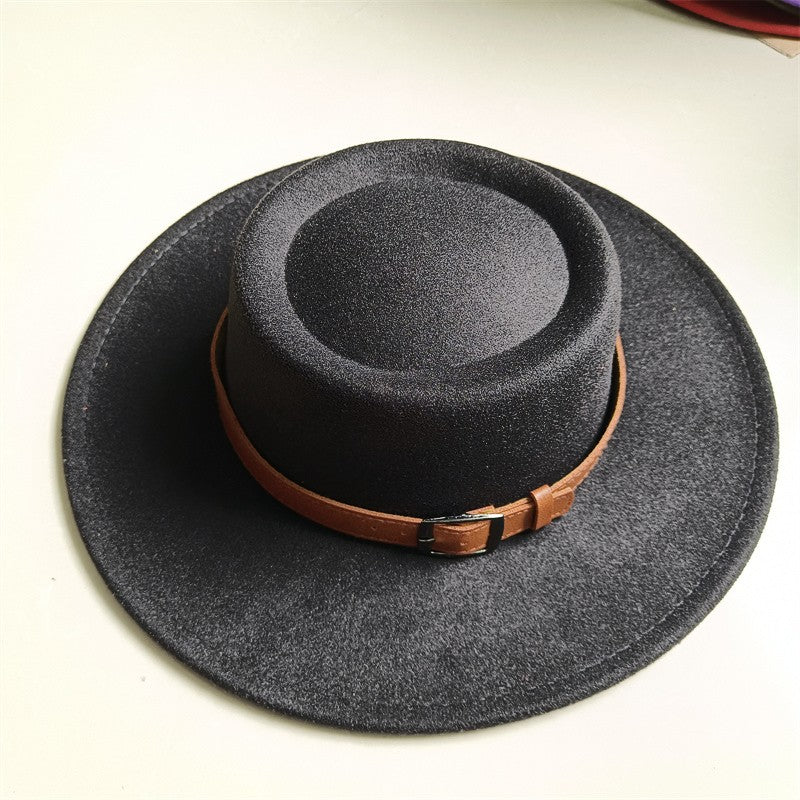 Chapéu Fedora unissex de inverno, superfície circular côncava e convexa, chapéu de jazz de feltro liso, elegante para homens e mulheres.