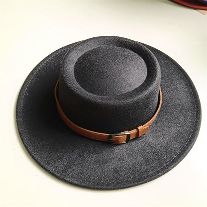 Chapéu Fedora unissex de inverno, superfície circular côncava e convexa, chapéu de jazz de feltro liso, elegante para homens e mulheres.