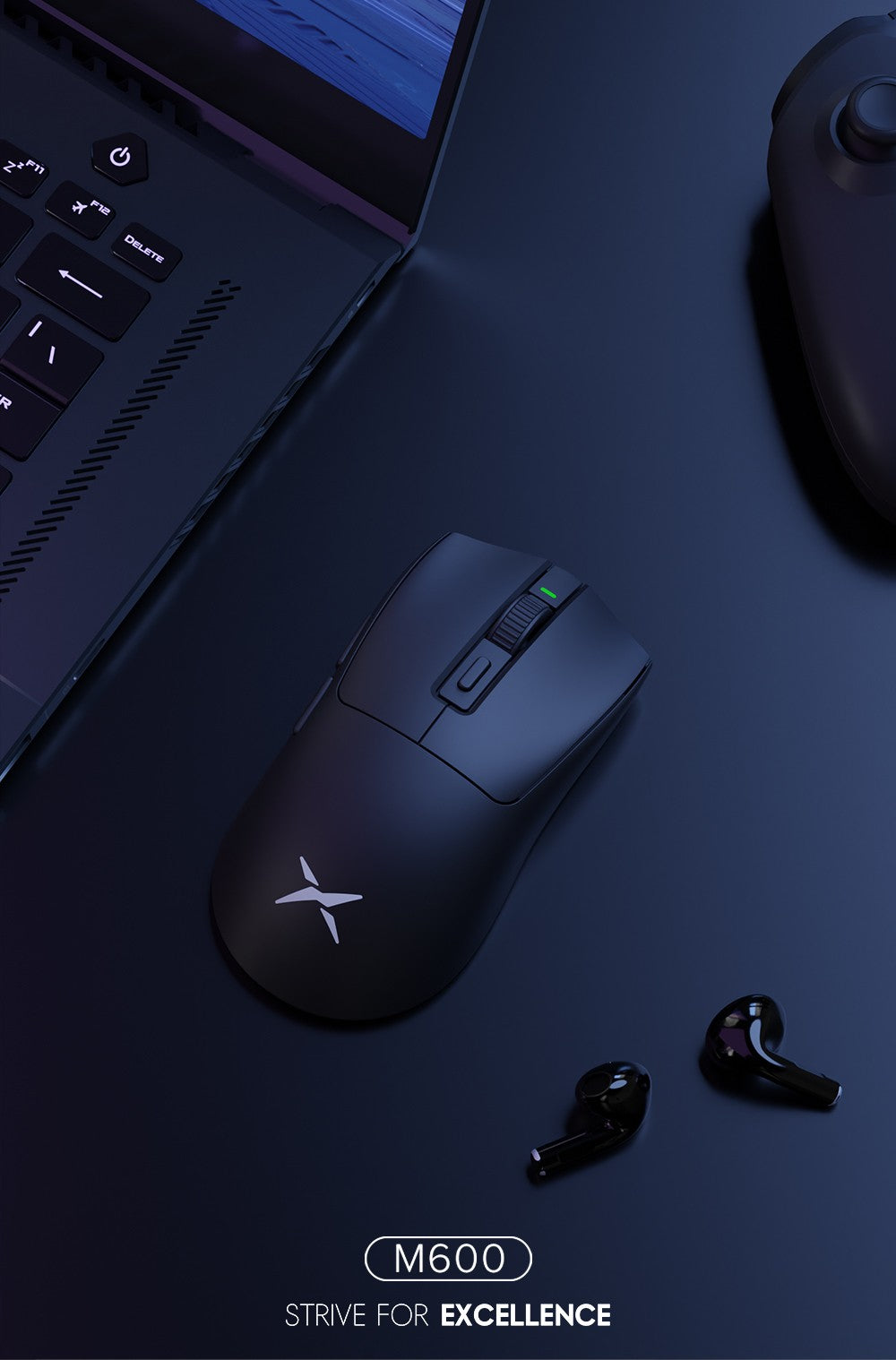 Delux M600 Series Wireless Gaming Mouse 52g Lightweight 2.4G Dual Mode Connection 26000DPI Macro Rechargeable Mice for PC Gamer