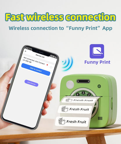 Impressora de bolso fotográfica M1 com 2 rolos para iOS Android Bluetooth Mini impressoras térmicas de adesivos para escritório, cozinha e escola