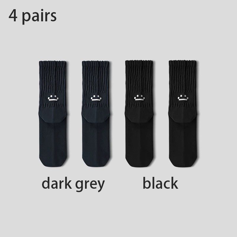 4 Pairs Men's Cotton Work Socks Cushioned Long Running Breathable Ankle Crew Socks  Casual Socks for Men Cycling socks