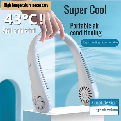 2025 Long endur New Mini Neck Mounted Fan Portable Bladeless Neck Rechargeable Air Cooler 3 Speed Mini Summer Sports Fan Outdoor