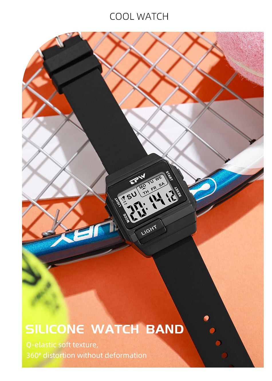 TPW 36mm Midsize Digital Watch For Women Teenage  Meter Water Resistant