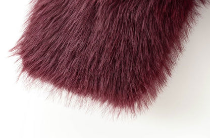 Women's Thick Warm Faux Fur Cropped Jacket, O Neck, Long Sleeve, Female Outerwear, Chic Tops, Fashion