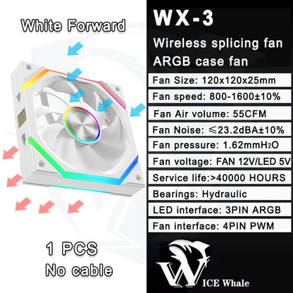 ICE Whale WX-3 Wireless Splicing Fan ARGB Air-Cooled Cooling Accessories 1600RPM 12CM Chassis Fan