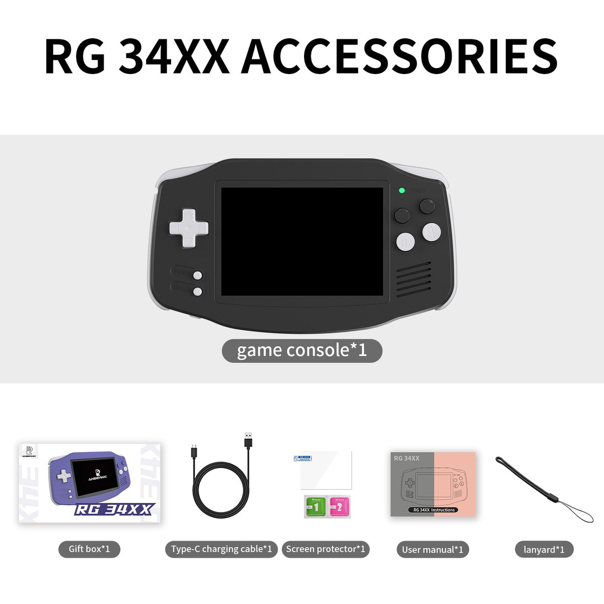 Anbernic RG34XX Handheld Game Console 3.4 inch IPS 720*480 Screen Linux System HDMI Compatible 3500 mAh Video Game Console