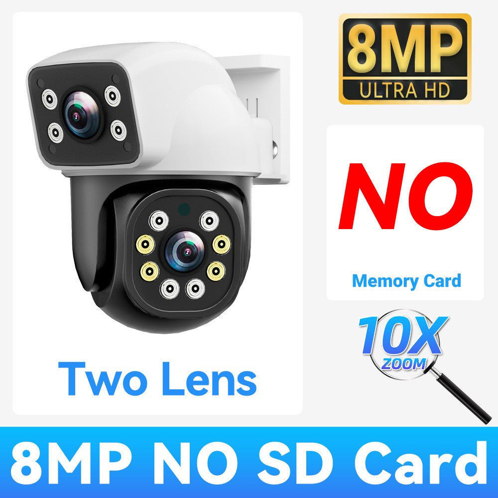 PEGATAH 6K 12MP Outdoor WiFi Camera Three Screen Three Lens 10X Zoom PTZ Automatic Tracking Audible Visual Alarm Security Cam