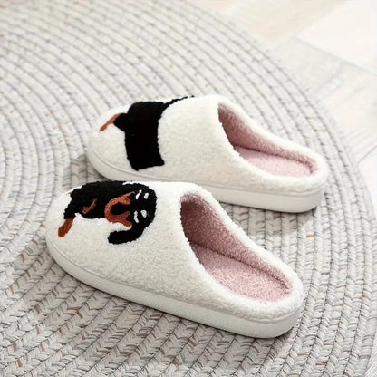 Platform Fluffy Slippers Women House Plush Cartoon Dog Designer Winter Shoes Girls Flats Home Fashion Casual Footwear Large Size