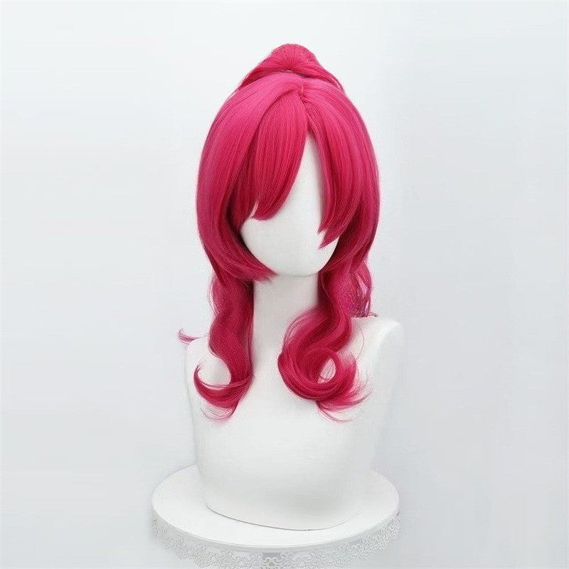 Pony Friends Pinkie Pie Peruca de Cosplay Rabo de Cavalo Único Sintética Longa Encaracolada Peruca de Anime de Desenho Animado Coser para Festa de Halloween