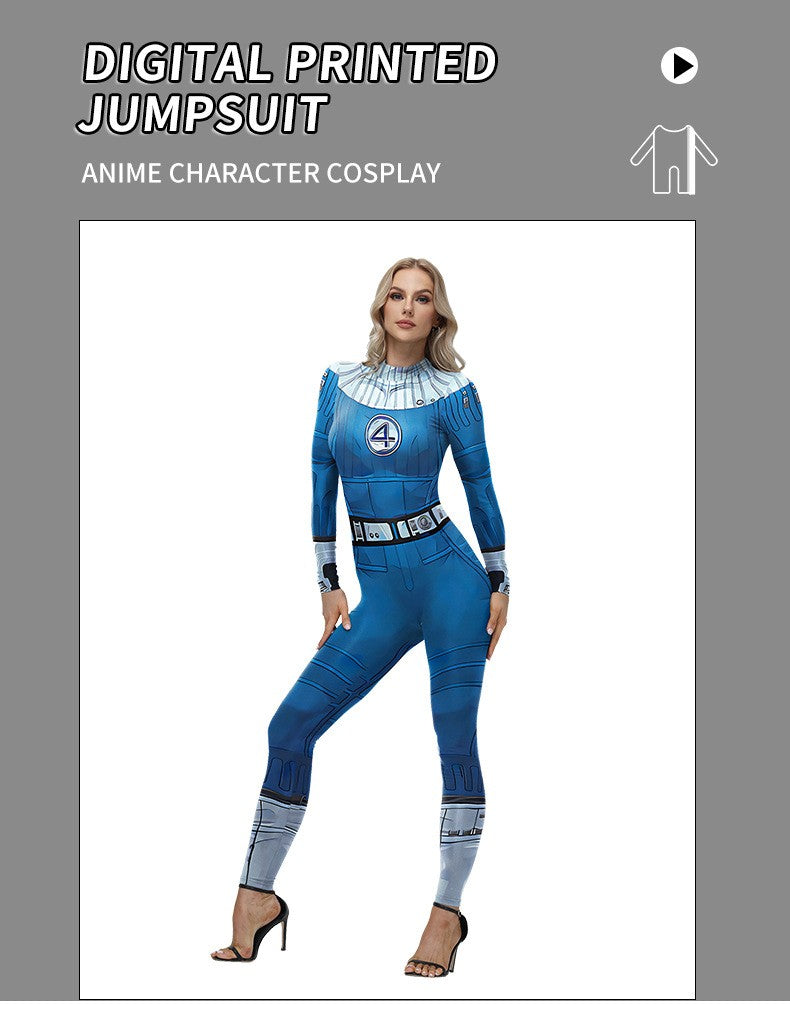 Adult Cosplay Fantastic Four Costume Halloween Party Jumpsuit for Men Women Superhero Zentai Bodysuit Rave Festival Catsuit