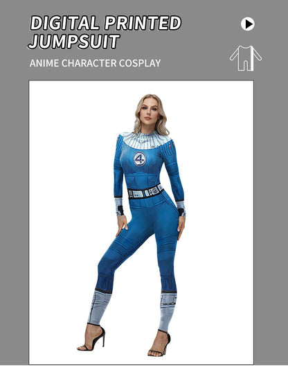 Adult Cosplay Fantastic Four Costume Halloween Party Jumpsuit for Men Women Superhero Zentai Bodysuit Rave Festival Catsuit