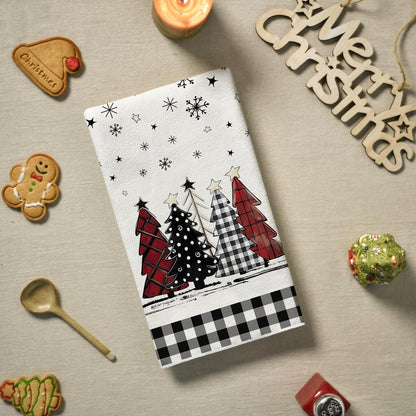 2/4pcs Christmas towels, snowflakes, Christmas trees, snowmen patterns, kitchen cleaning towels, dishwashing towels, hand towels