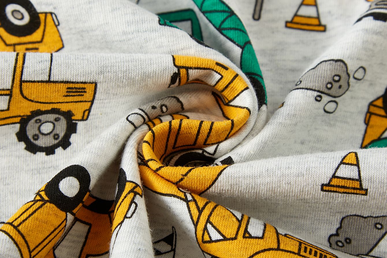 Pajamas Set for Boys 100% Cotton Full Print Excavator Kids Pjs Long Sleeve Elastic Cuffs Soft Sleepwear For Age 1-8 Years