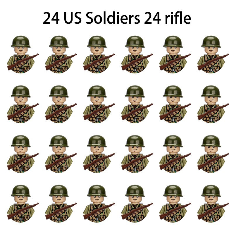 Brinquedos de blocos de montar para crianças: Modelos de Mini Armas de Exército Nacional de Guerra de Soldados de Infantaria da Segunda Guerra Mundial