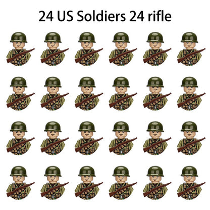 Brinquedos de blocos de montar para crianças: Modelos de Mini Armas de Exército Nacional de Guerra de Soldados de Infantaria da Segunda Guerra Mundial