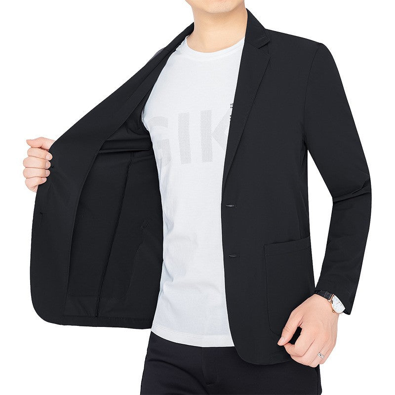 BROWON Brand Summer Men Blazers Gray Solid Color Thin Anti Wrinkle Quick Drying Soft Business Suit Blazer Jacket for Man