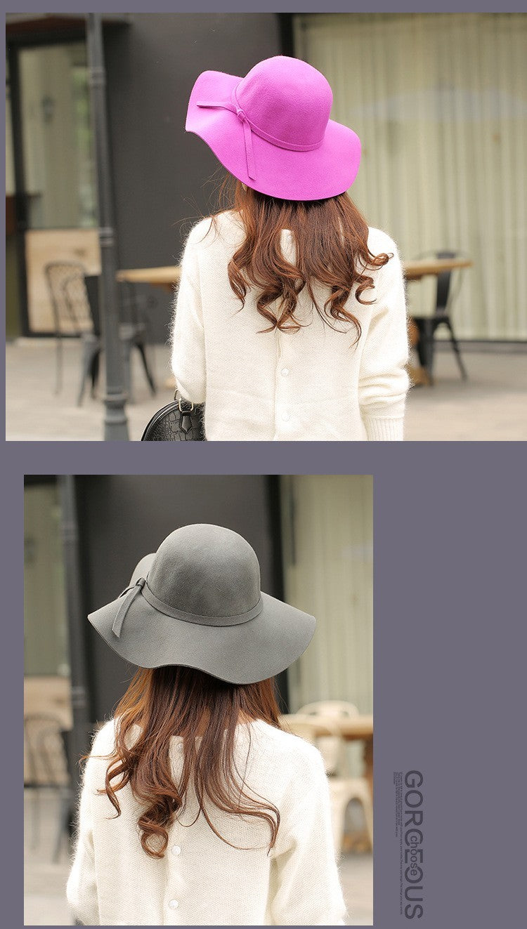 Fashion Winter Fedora Hats for Women Hat Vintage Bowler Jazz Top Cap Felt Wide Brim Floppy Sun Beach Cashmere Church Caps