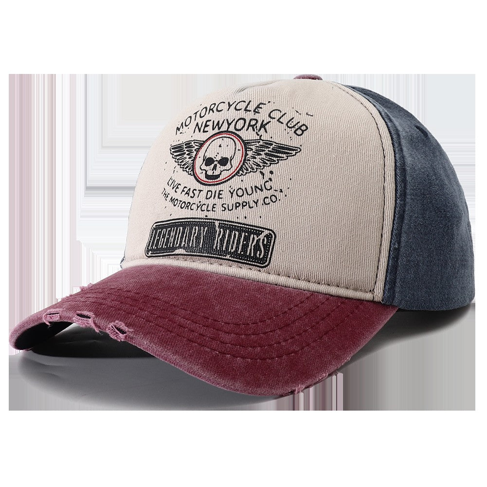 2023 New Punk Motorcycle Cap Casquette Femme Skull Print 5 Panel Baseball Hat Hip Hop New York Snapback Caps for Women Men Bones