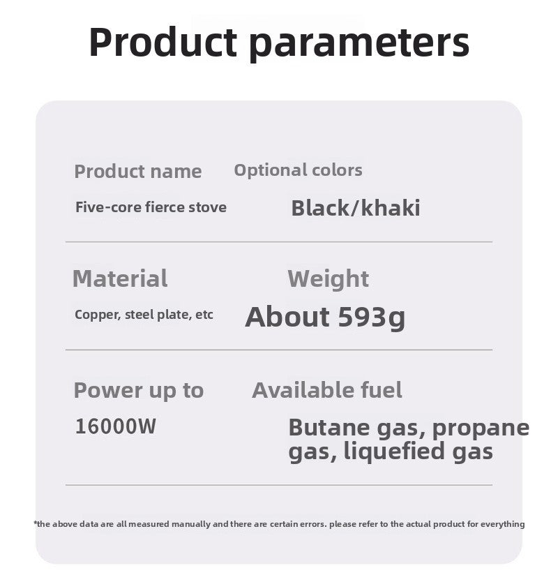 BRS-201A Five-core Fire Stove, Cassette Butane Liquefaction Portable High-power Gas Stove with Electronic Igniter Split Cooktops