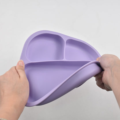 Spill-Proof 3-Section Suction Plate | Custom Name & Fun Cartoon Designs for Toddlers baby silicone square plate