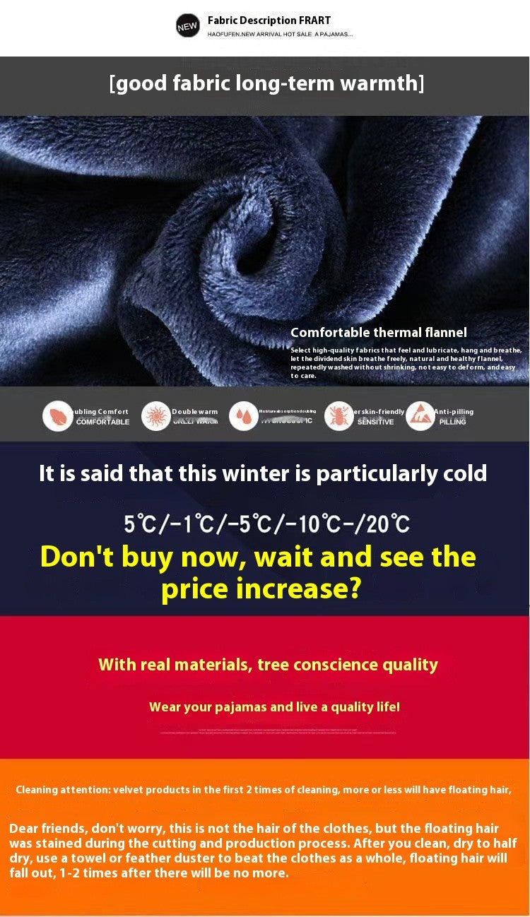 Winter Men's Pajamas Homewear Suit New Coral Fleece Warm Long-Sleeved Spring, Autumn and Winter Models of Men's Flannel Homewear