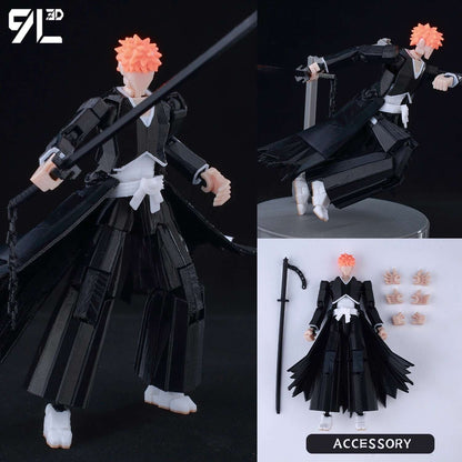 9L3D Lucky13 Titan 13 Ichigo Kurosaki Anime Action Figure Dummy 13 Espada Posável Máscara Oca Modelo Decoração Surpresa de Aniversário