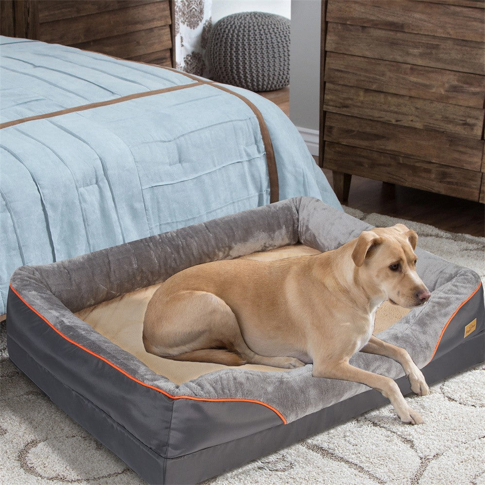 Cama Ortopédica Grande Jumbo para Cães Espuma de Memória Sofá para Animais de Estimação Impermeável Almofada Elevada Quente para Filhotes Capa Removível