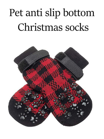 Conjunto de 4 Peças de Meias para Pets, Capa de Pata para Cães e Gatos, Meias Antiderrapantes e Impermeáveis para Uso Externo, Sapatos para Cães Grandes e Pequenos