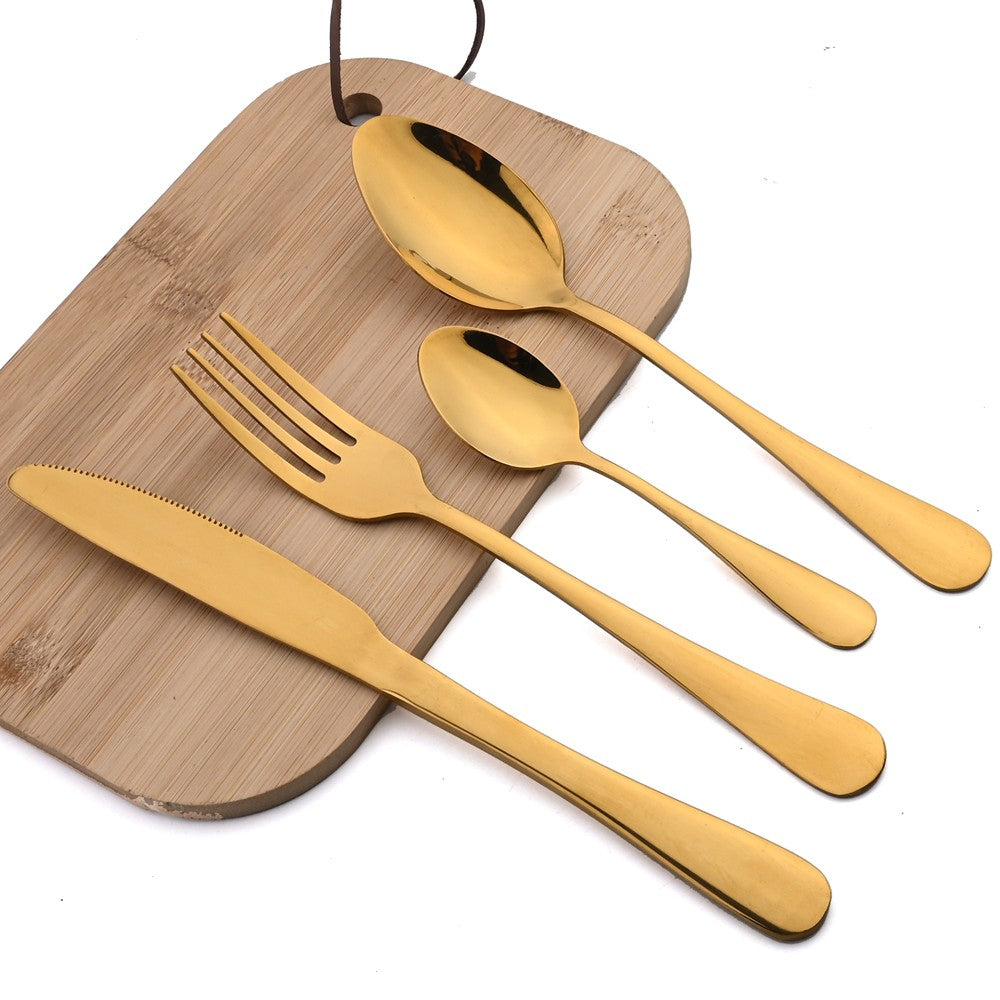 AJOYOUS Jogo de Louça de Aço Inoxidável Espelhado 24 Peças Talheres Ocidentais Faca Garfo Colher Conjunto de Talheres Utensílios de Cozinha Prateados